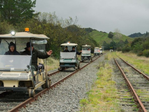 Rail Carts riding on the Forgotten World Railway
